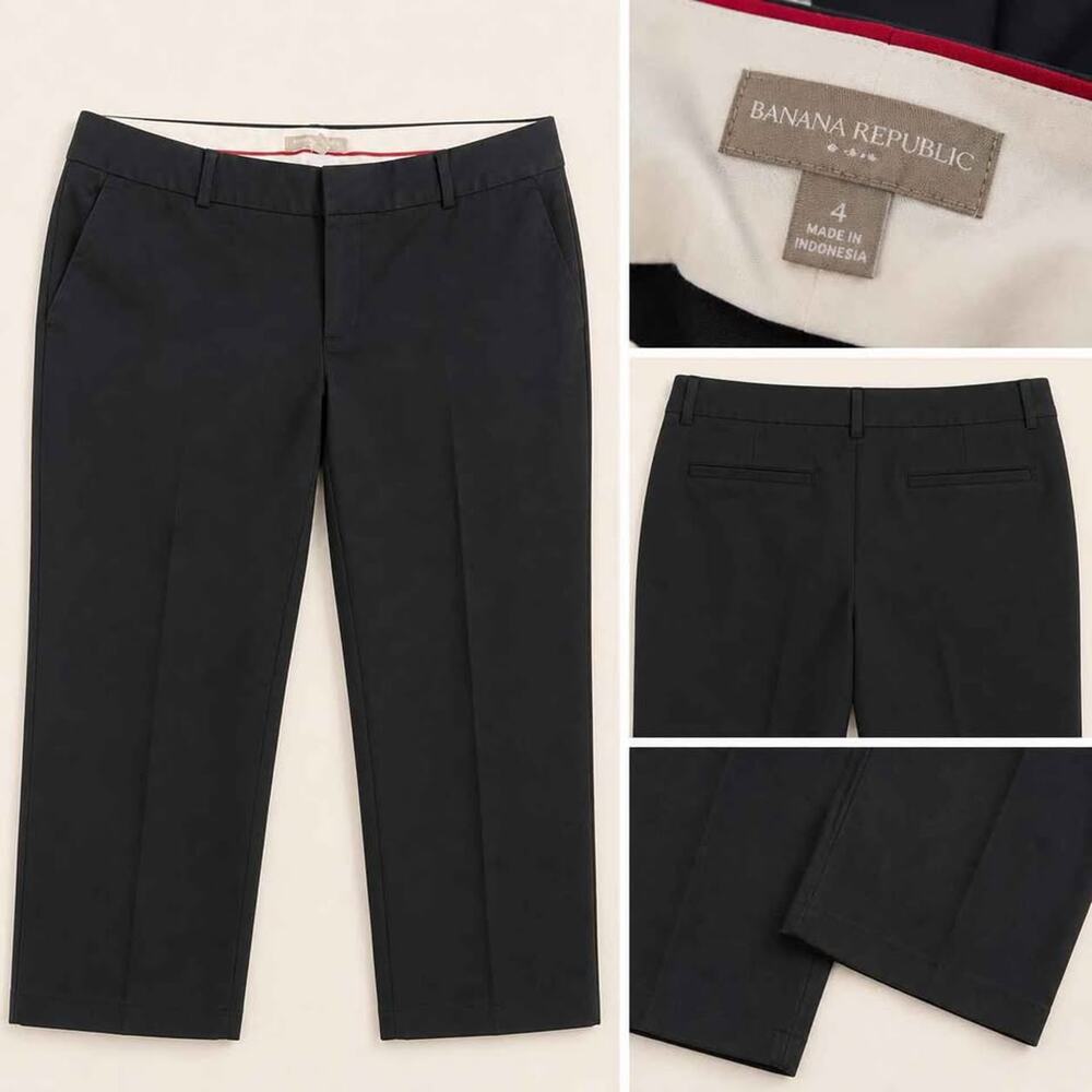 Banana Republic Hampton Pant 12 Petite Black Slim Work Pants - Picture 2 of 4